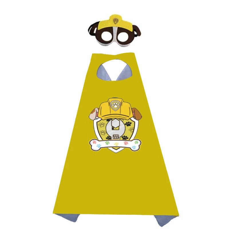 Kids Dog Patrol Cosplay Cape & Eye Mask Set - Satin Costume for Halloween & Play