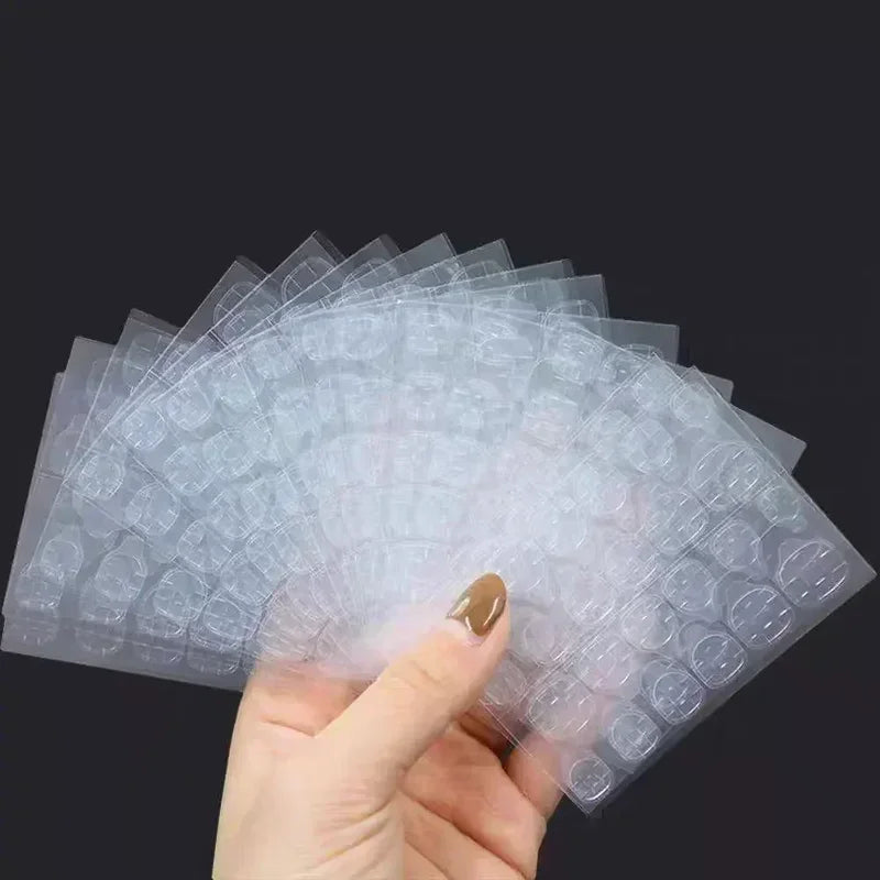 10-Pack Transparent Jelly Nail Tips Sticker with Double-Sided Gel Nail Glue for Press-On Nails