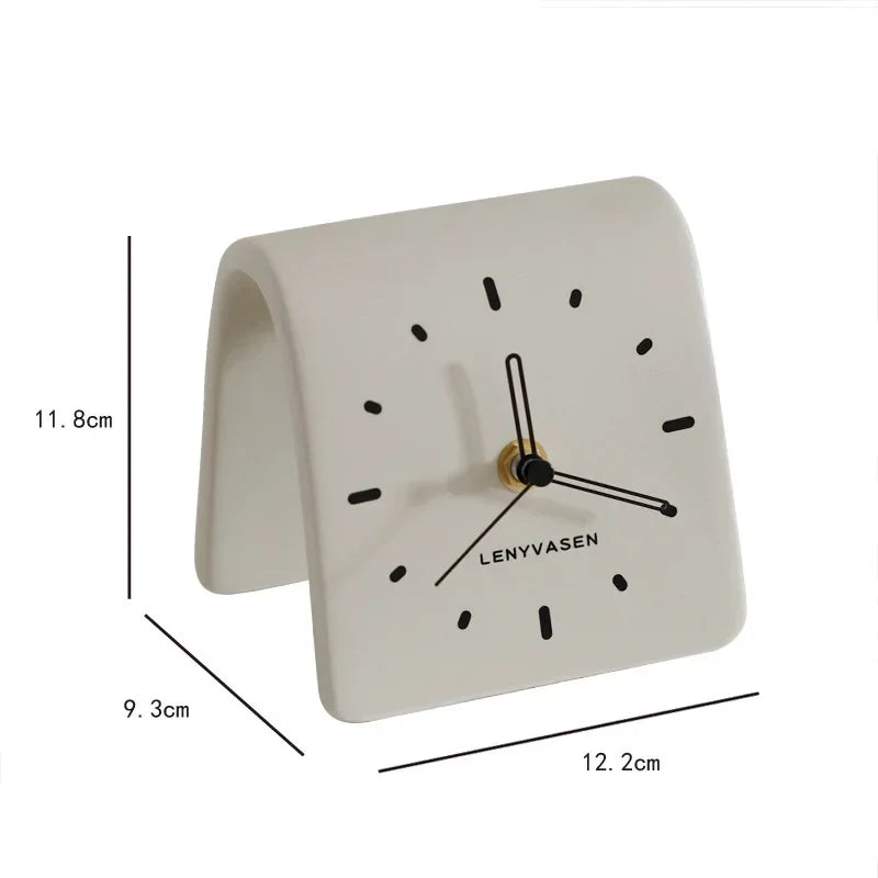 Ceramic Desk Clock Quiet Quartz Movement Home Decor for Living Room and Bedside
