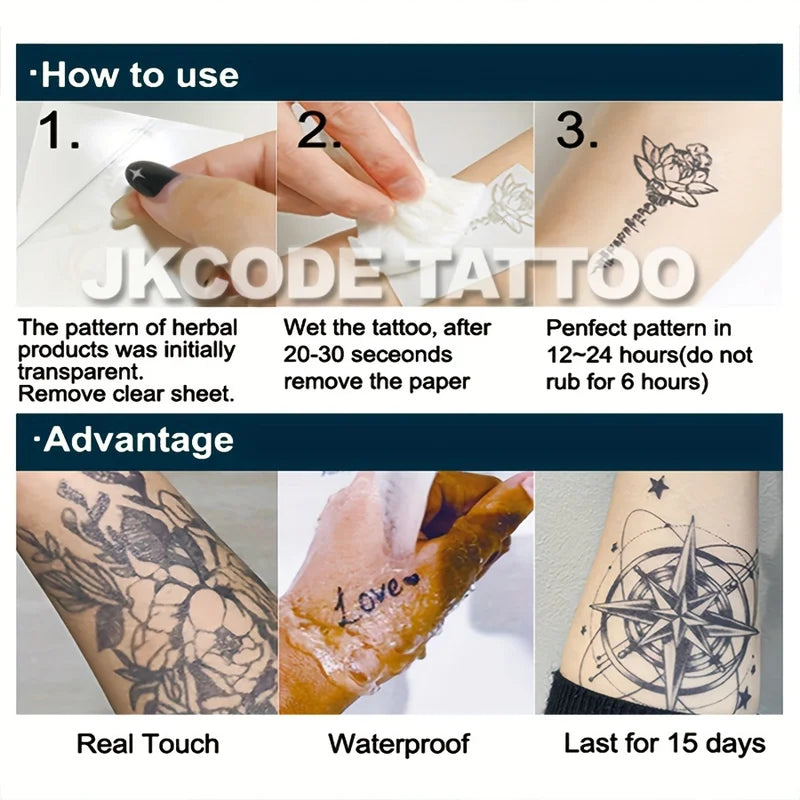 Waterproof Temporary Tattoo Stickers Gothic Mysterious Mask Design Long-Lasting