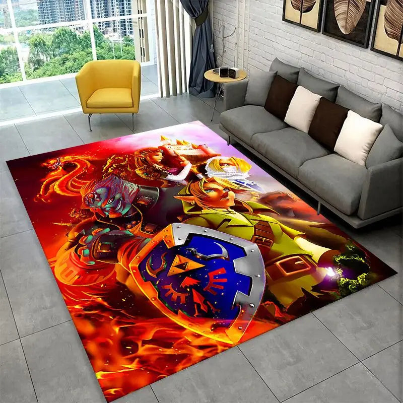 Non-Slip Cartoon Game Rug for Living Room Bedroom Playroom - Soft Floor Mat