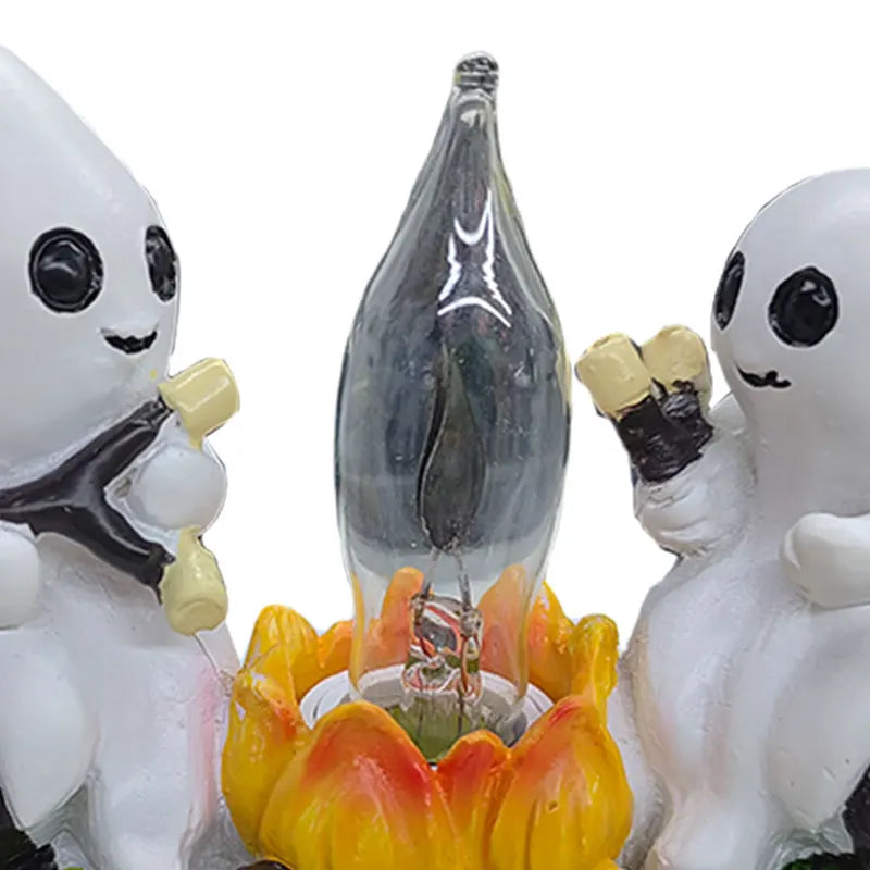 Ghost Campfire Nightlight with Flickering Flame & Whimsical Ghost Decor — Halloween Gift