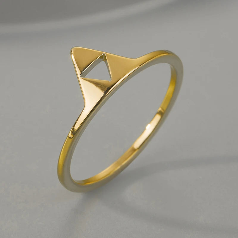 Vintage Stainless Steel Triforce Symbol Finger Ring for Men - Triangle Jewelry Gift