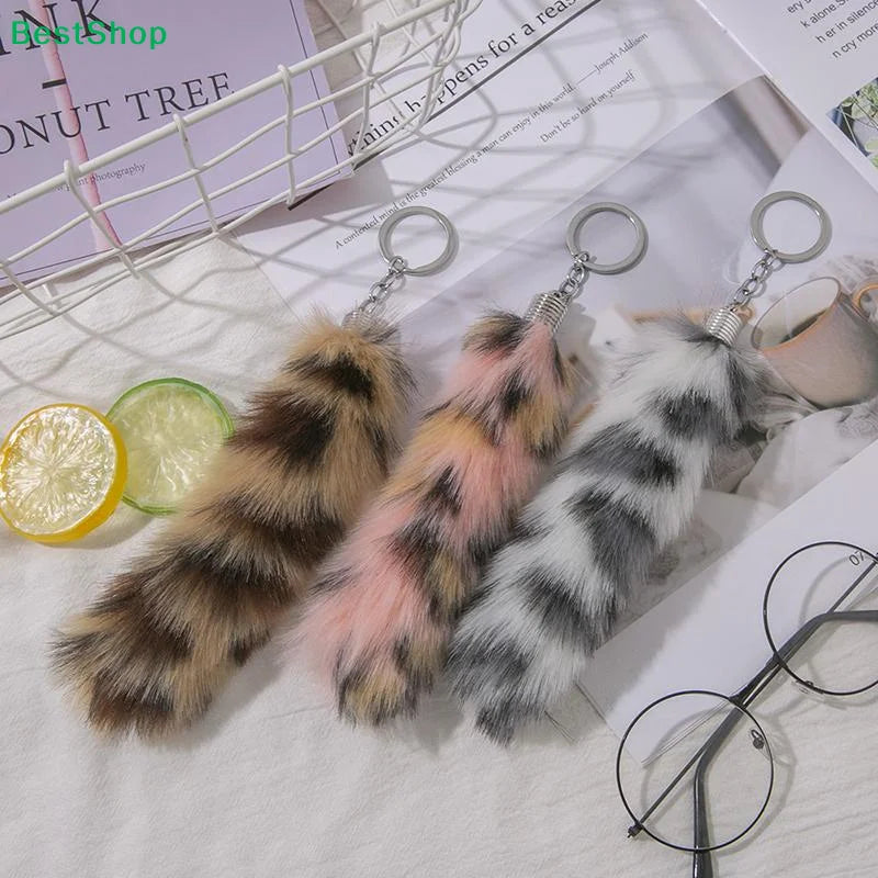 Fox Tail Keychain Irregular Car Bag Pendant Animal Style Plush Keyring