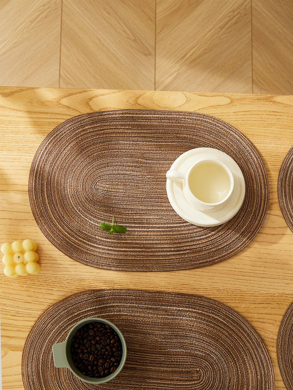 4PCS Oval Cotton Braided Table Mats Non-Slip Washable Coasters for Dining & Kitchen