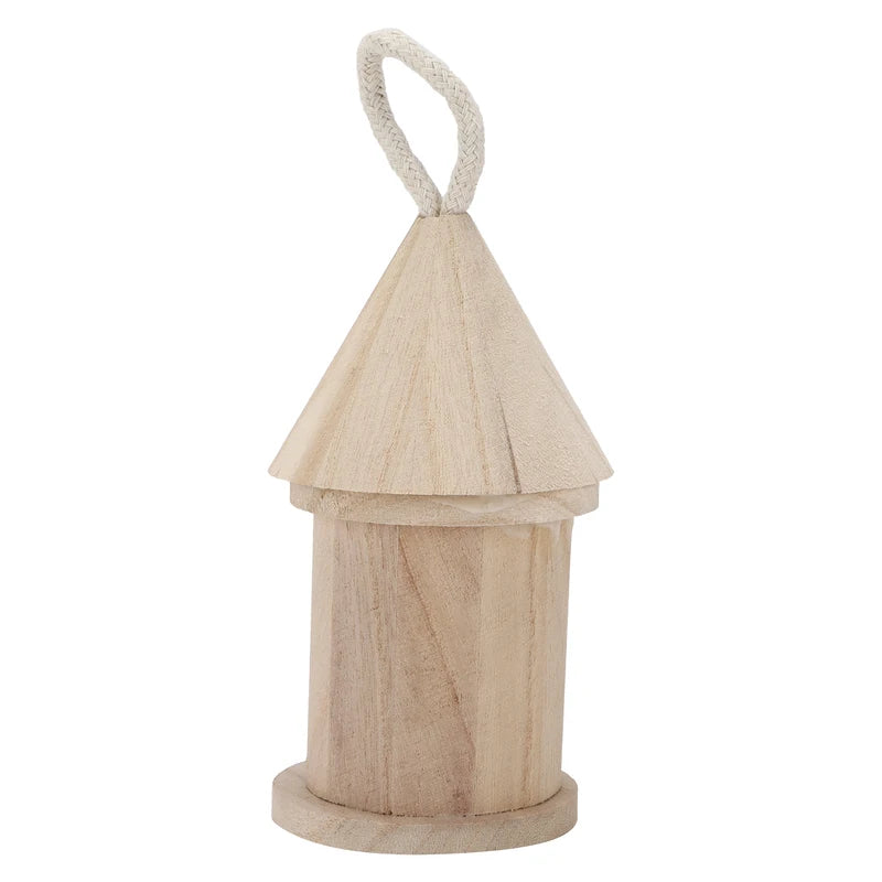 Wooden Hanging Bird House with Cotton Rope - Outdoor Garden Decoration