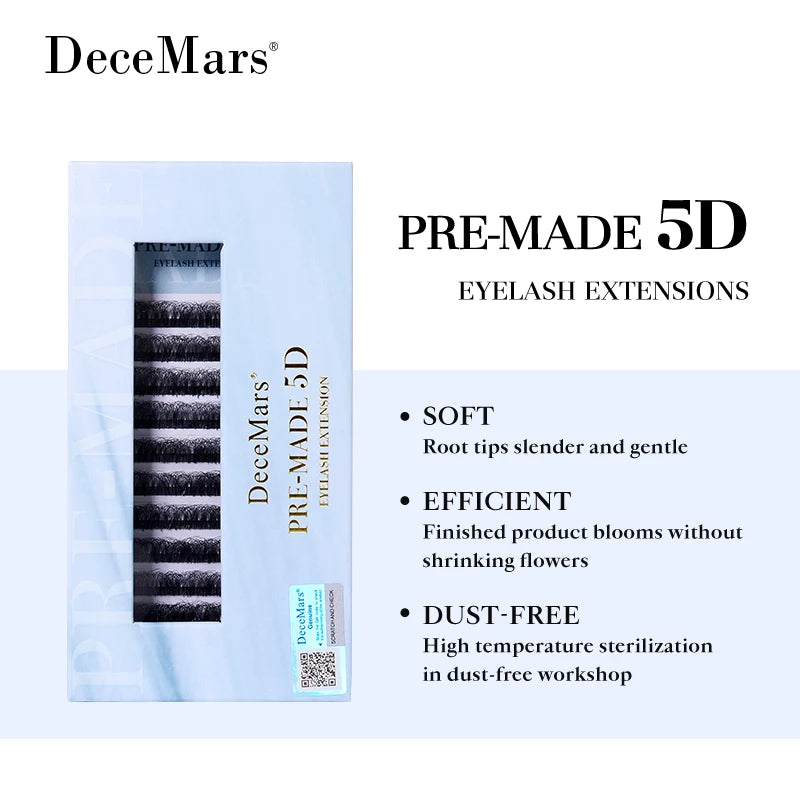 Pre-Made 5D Eyelash Extension Kit with Curl and Length Variants - Natural Look