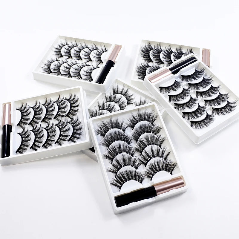 Magnetic Eyelashes with Eyeliner Kit - Reusable Natural Look, 5 Pairs