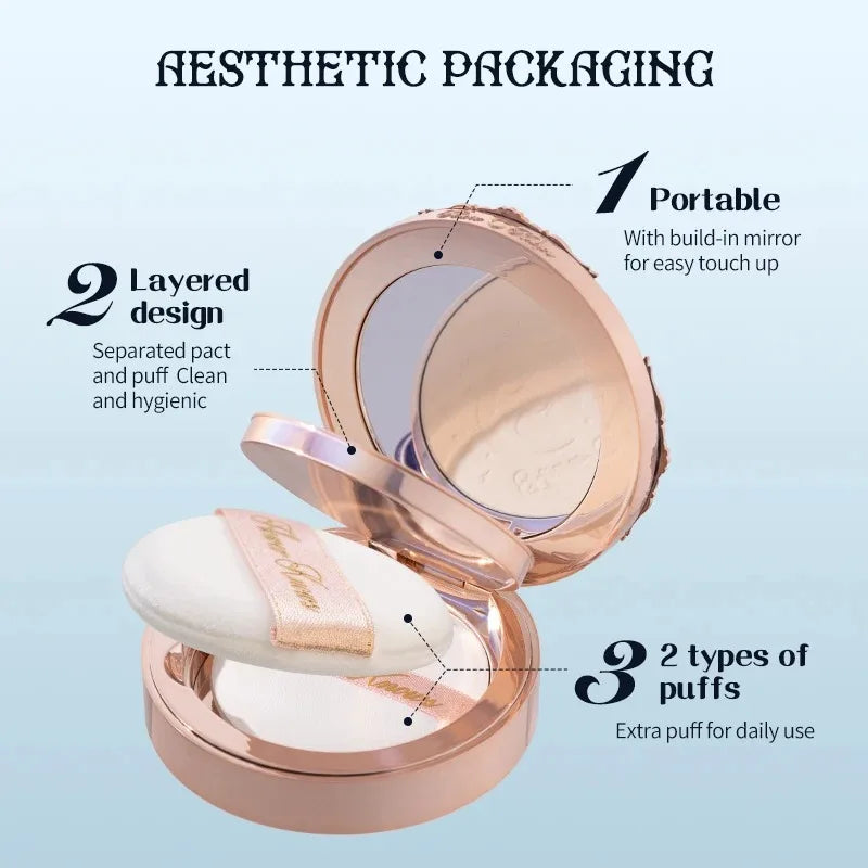 Long-Lasting Matte Compact Powder - Oil-Free, Waterproof & Shine Control Face Makeup