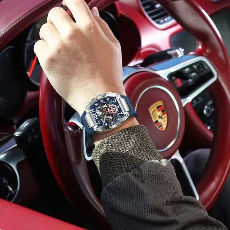 Men's Waterproof Luminous Chronograph Quartz Watch - Creative Silicone Design