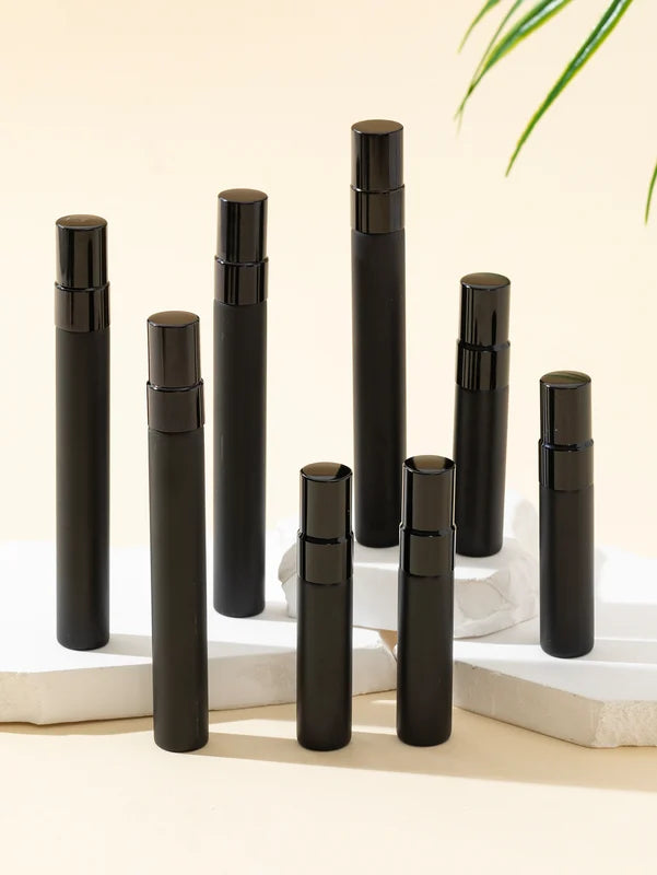 50/pcs Black Glass Spray Bottles 5ml-10ml Perfume Travel Dispenser Set