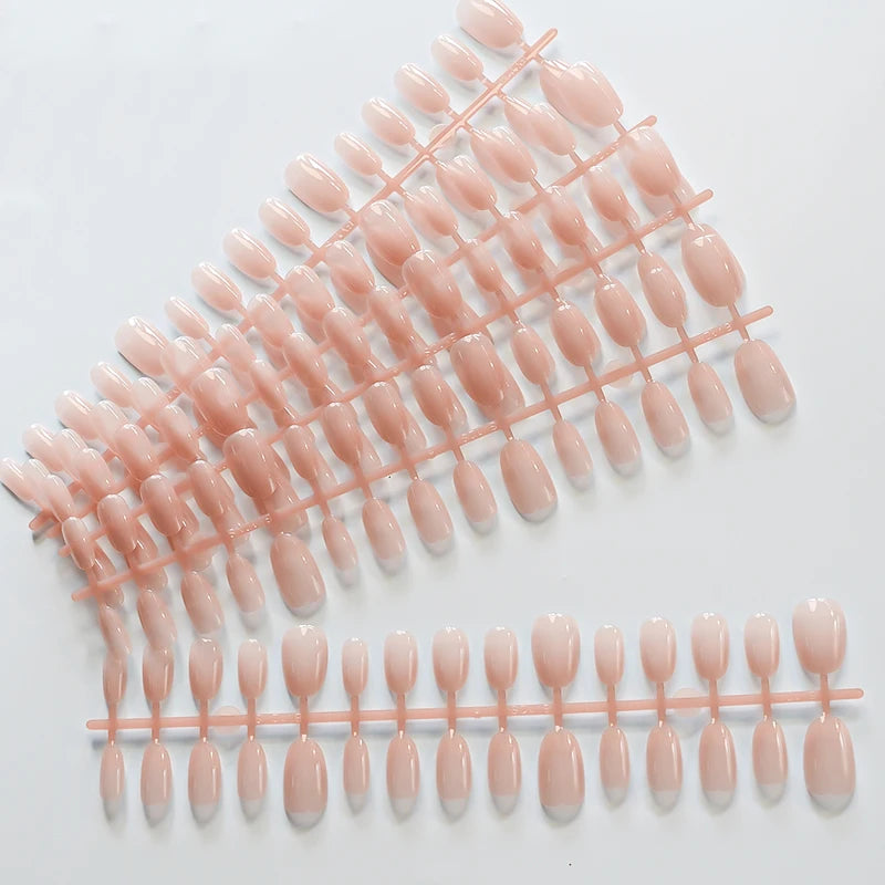150Pcs Short Almond Press-On Nails Nude Glossy Fake Nail Tips for DIY Manicure