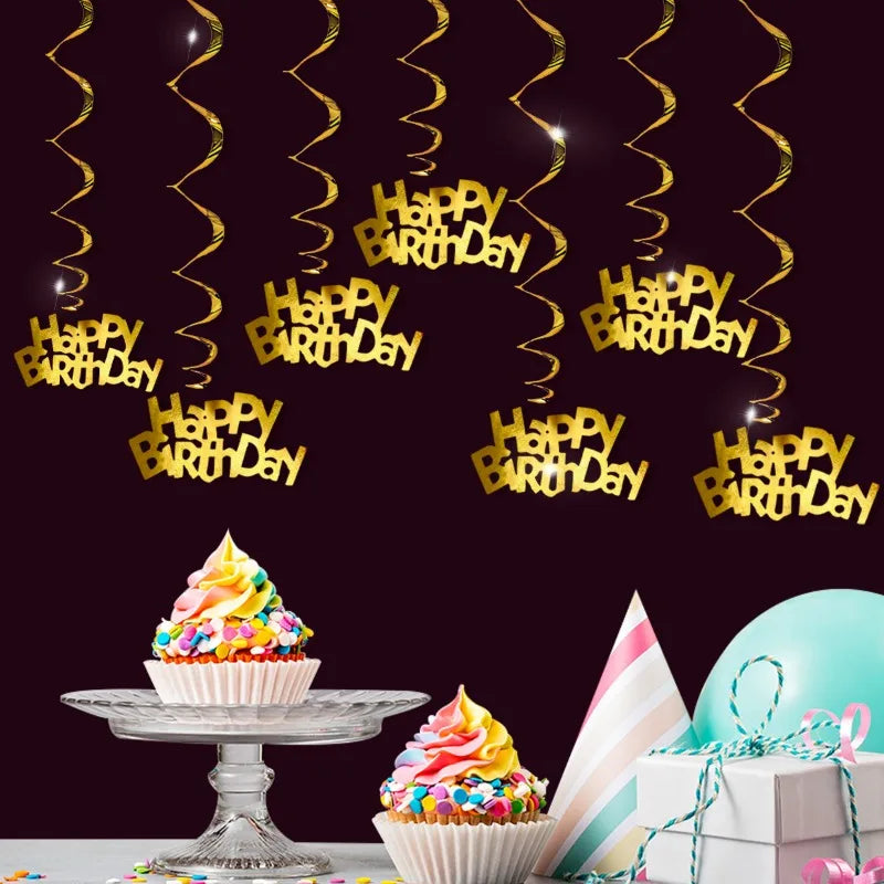 Colorful Happy Birthday Spiral Hanging Decorations Ceiling Streamers Party Supplies