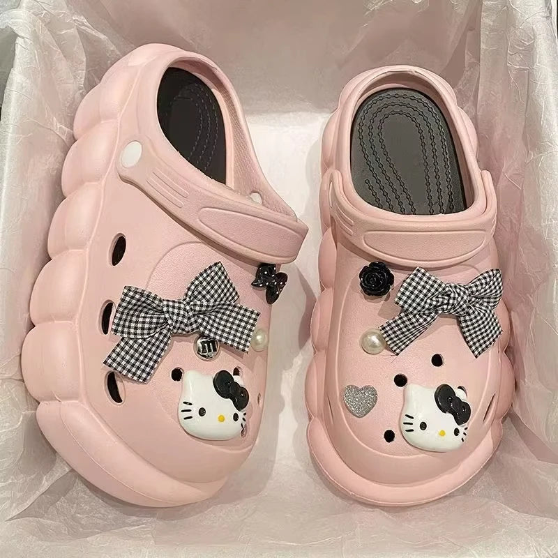 Hello Kitty Shoe Charms Bow Cartoon Anime Shoe Decorations for Sandals & Clogs