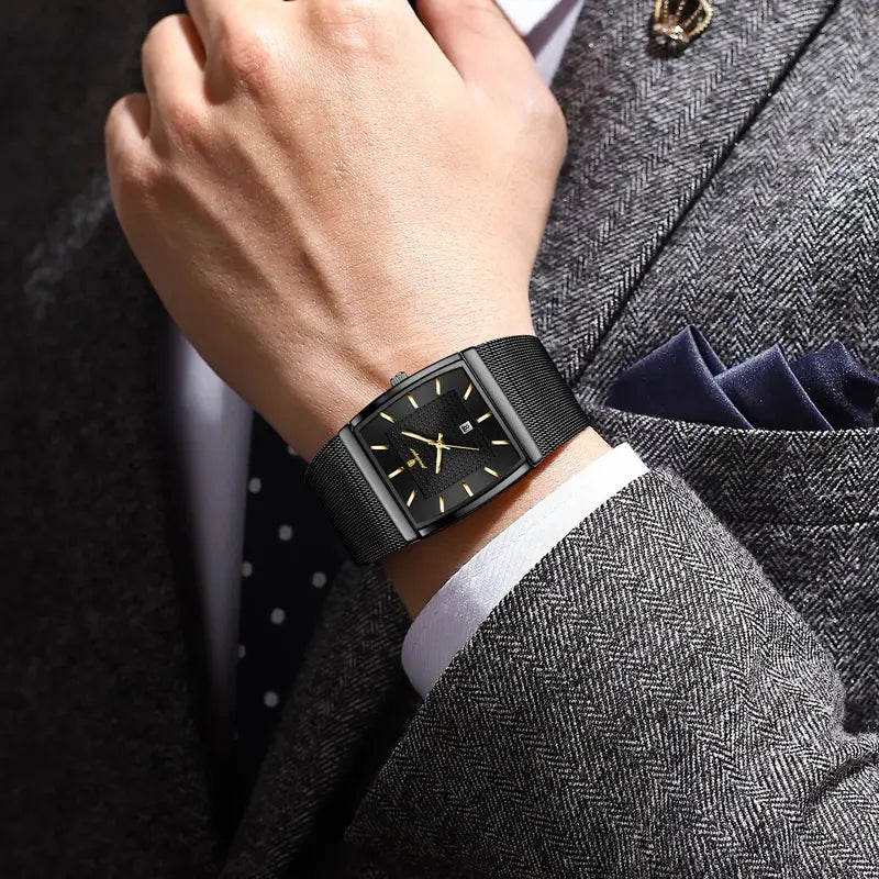 Luxury Men’s Waterproof Luminous Stainless Steel Mesh Watch - Business Quartz