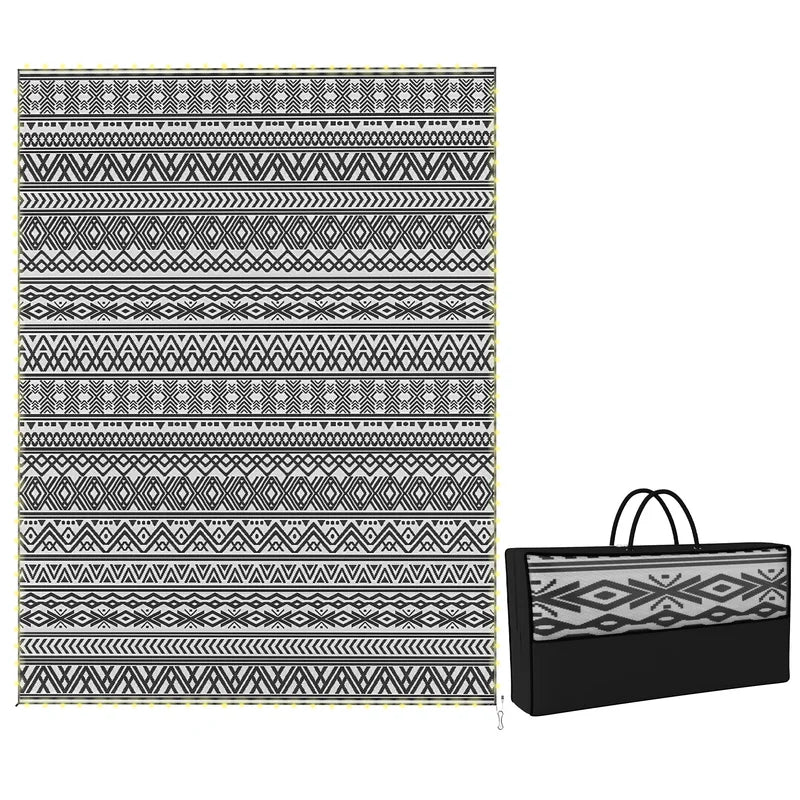 Outdoor Rug with USB LED Lights 12x9 ft Reversible Waterproof Patio Carpet