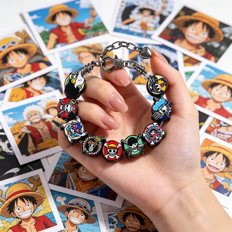 One Piece Monkey D. Luffy Anime Bead Bracelet - Custom Cartoon Jewelry Gift