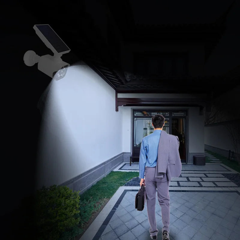 Solar Waterproof Dummy Security Camera with Flood Lights - Motion Activated