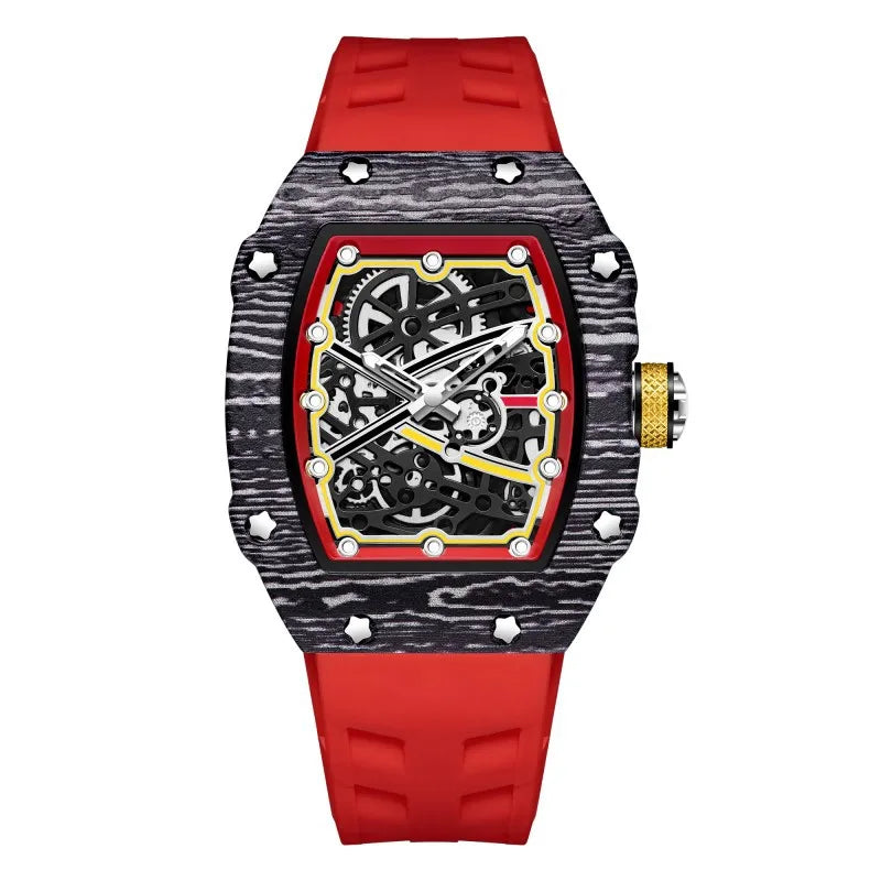 Trendy Quartz Watch for Men with Colorful Stripes and Painted Dial - Classic Date