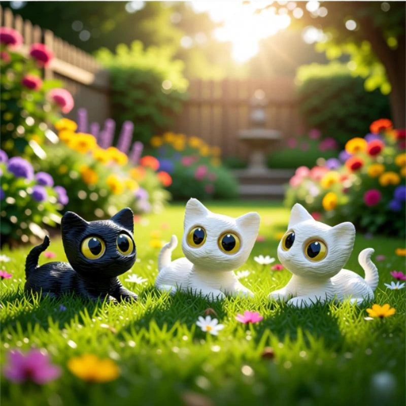 Mini Cat Figurines Set - Resin Cute Kitten Micro Landscape Garden Decor - 5 Pieces