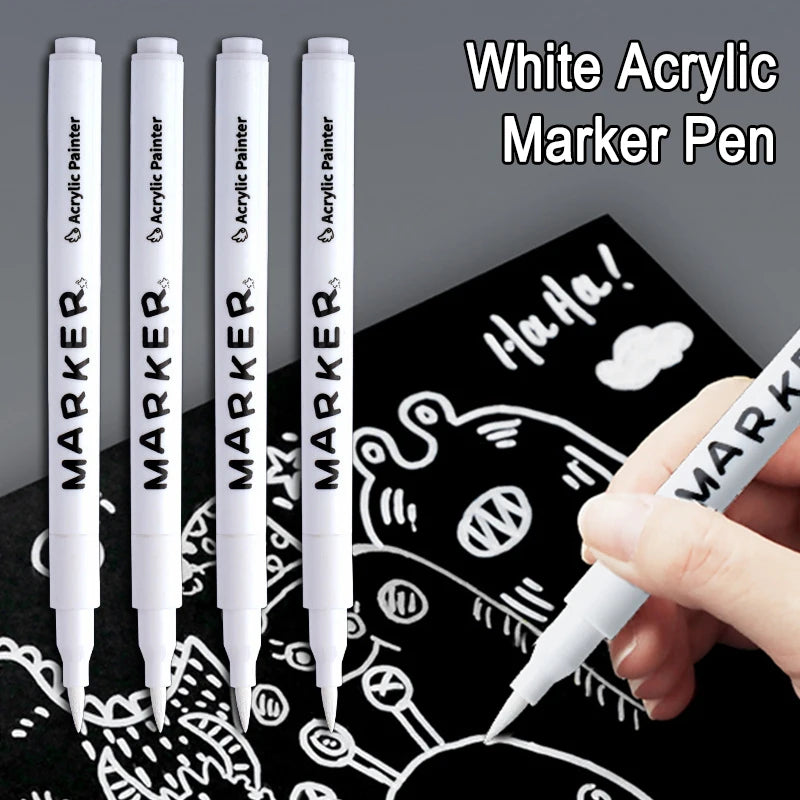 White Acrylic Paint Marker Pens Waterproof Quick-Drying Art & Craft Supplies