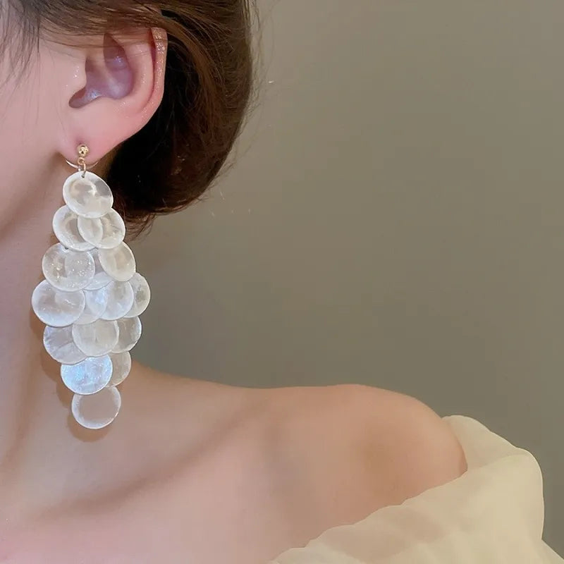 Elegant Shell Tassel Drop Earrings Women's Travel Jewelry Gift