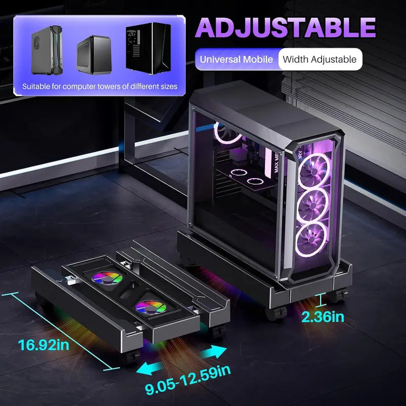 Adjustable CPU Holder Stand with RGB Cooler Fan for Desktop Computer Tower