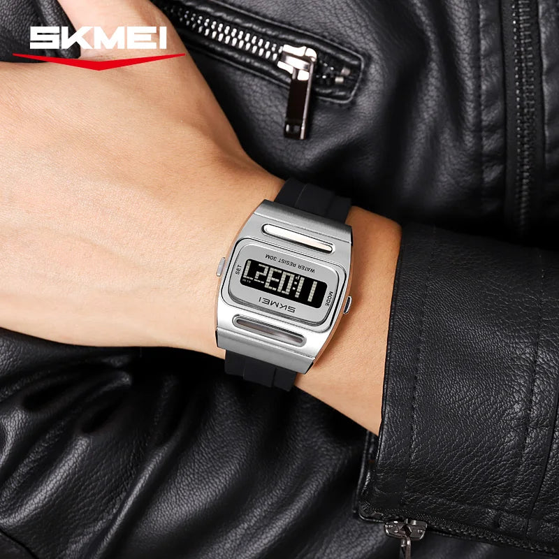 Digital Men’s Watch with Alarm Calendar Solar Power Luminous Display