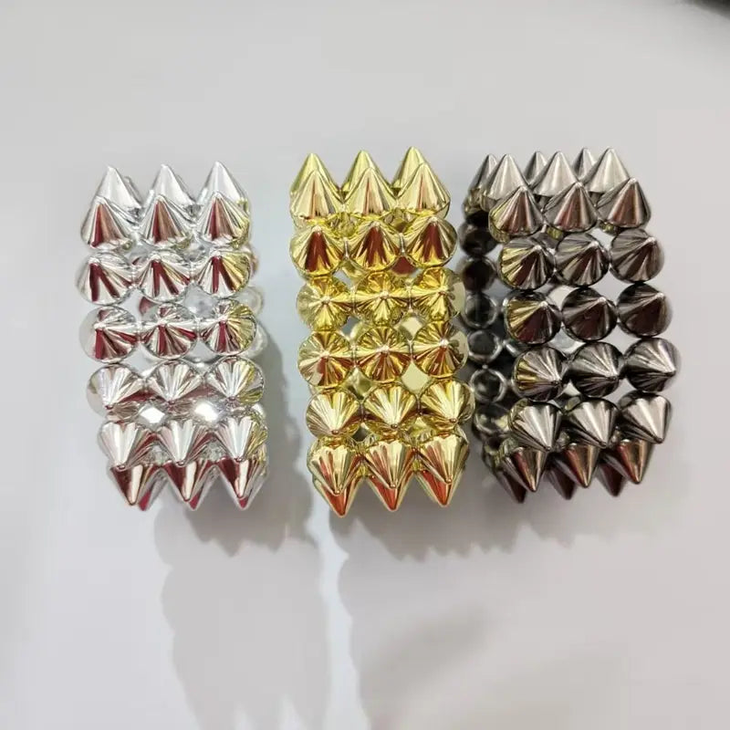 Multilayer Spike Punk Bracelet Wide Band Gothic Jewelry Accessories