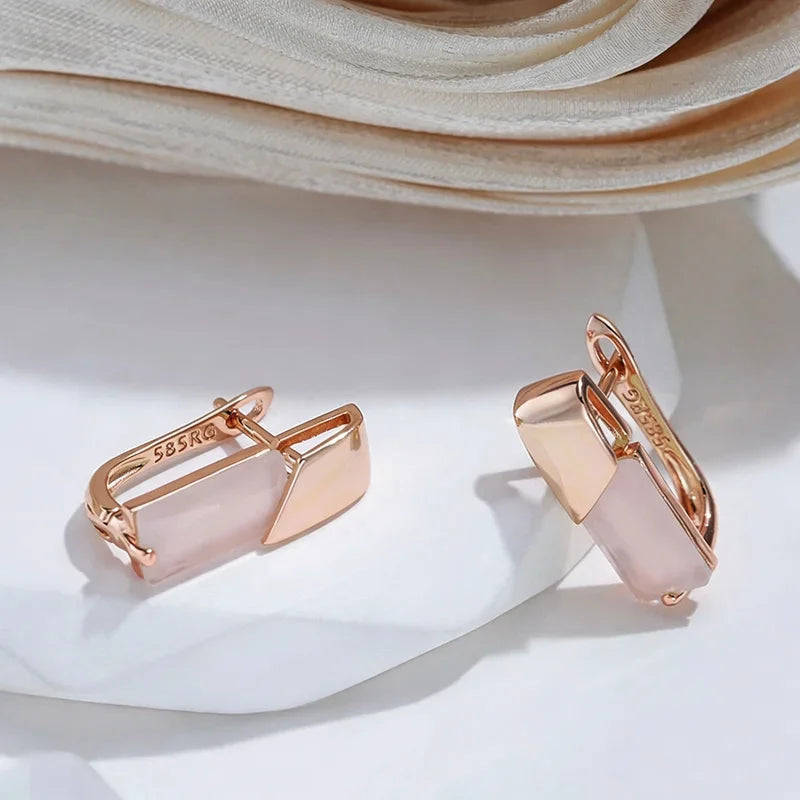 Square Drop Earrings for Women Zircon Jewelry in Rose Gold - Elegant Gift