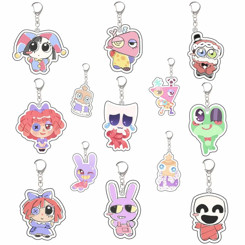 Anime Acrylic Key Chain Set for Jax Zooble Gangle Ragatha Pomni Backpack & Clothing Accessories