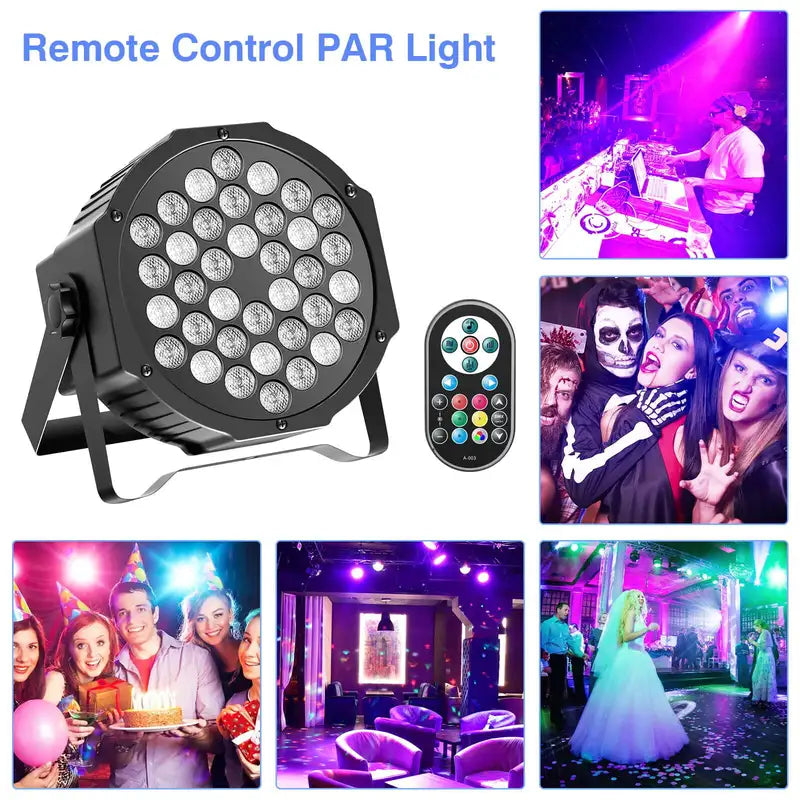 2PCS RGB LED Stage Par Light with DMX for Weddings DJ Parties