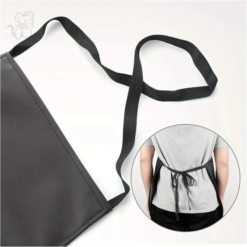 Heavy Duty Waterproof PU Leather Work Apron for Kitchen, Butchery & Workshop