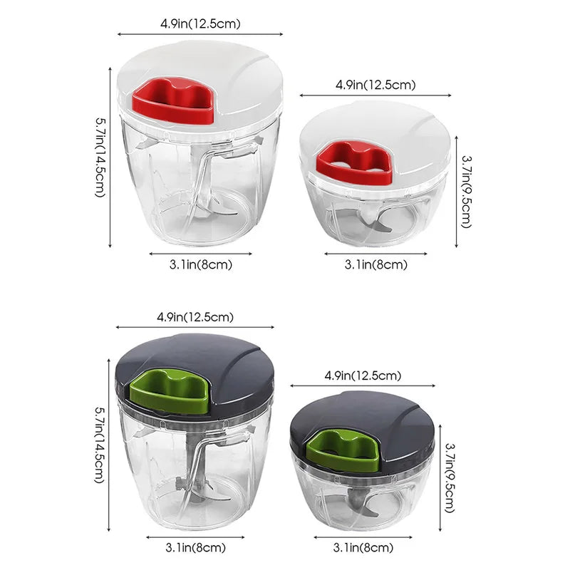 Manual Food Chopper with Pull String 600/1000ml Vegetable & Nut Cutter