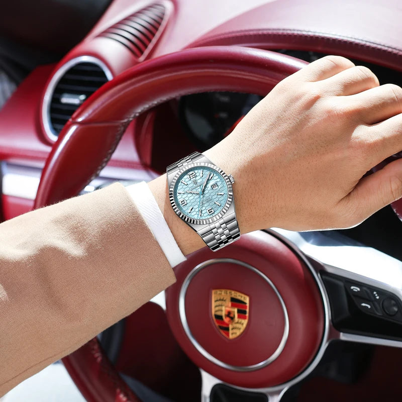 Men's Waterproof Luminous Sport Wristwatch with Date - Stainless Steel Quartz Business Watch