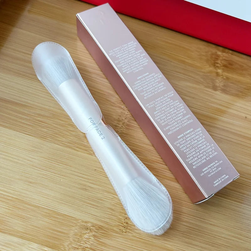Dual-Ended Makeup Brush for Foundation & Powder - Vegan Cruelty-Free