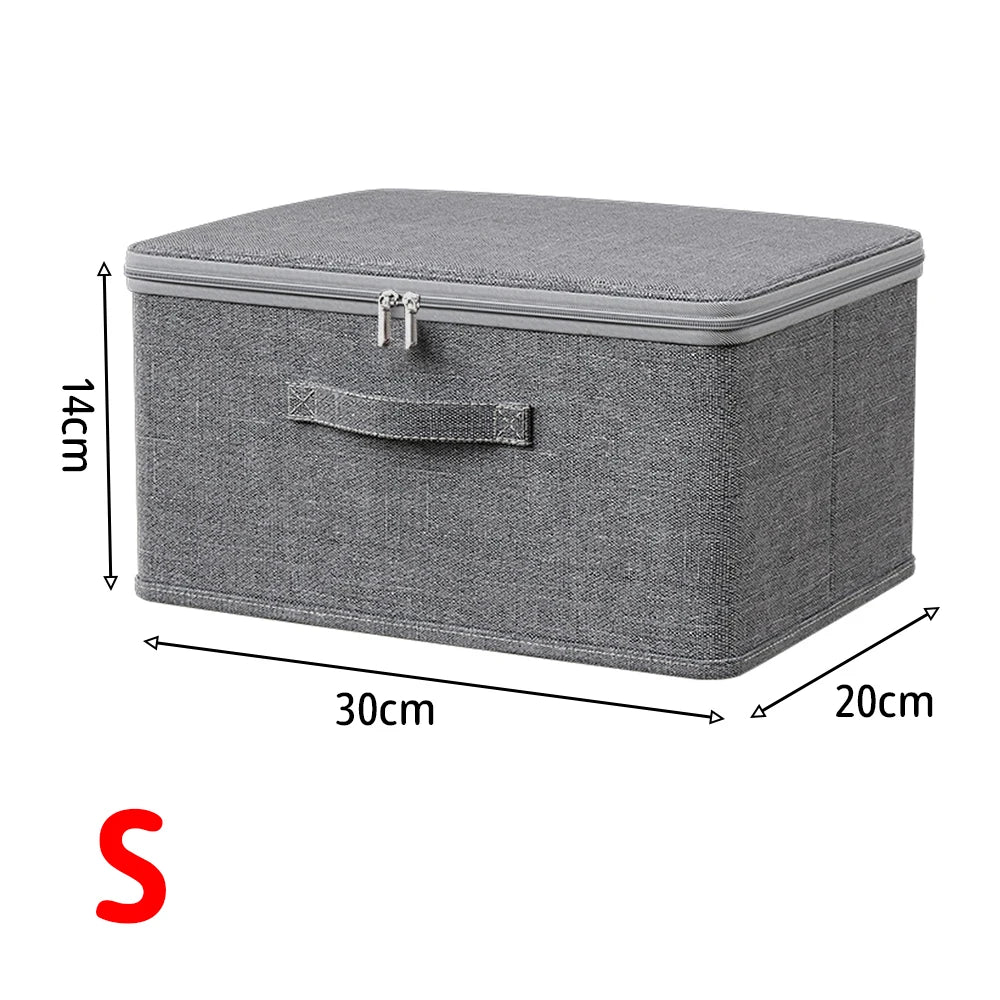 Foldable Clothes Storage Box with Lid Zipper Large Capacity Wardrobe Organizer