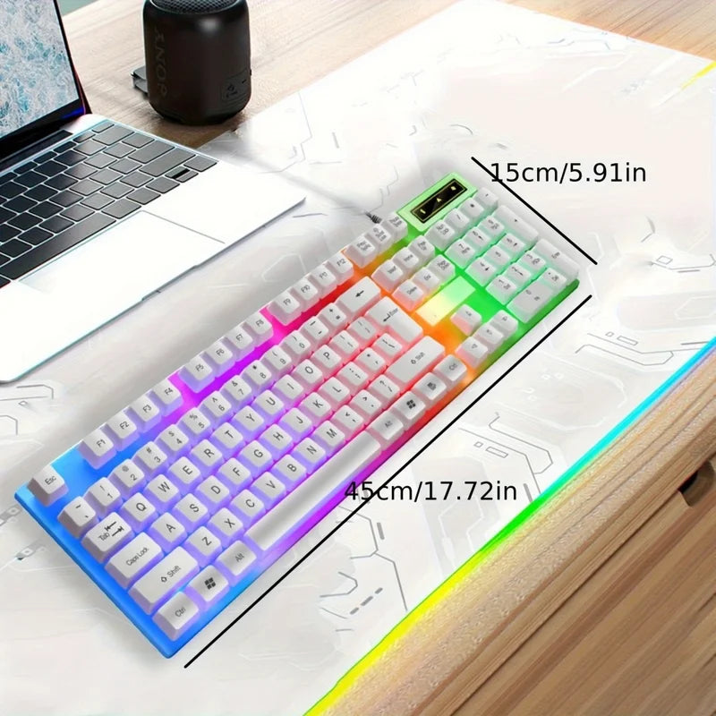 RGB Backlit Mechanical Feel Keyboard with LED Lighting for PC Gaming & Office