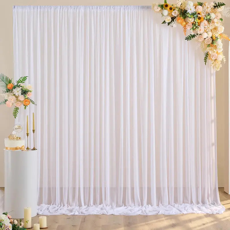5FT×10FT Chiffon Backdrop Curtain for Wedding Party Halloween Decor Sheer Photography Background