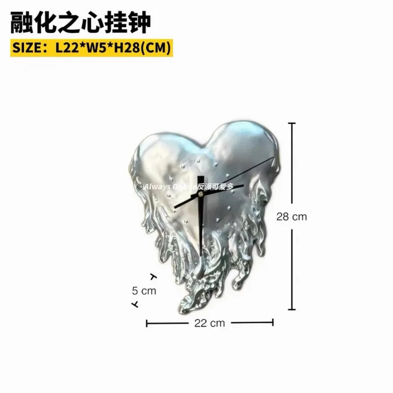 Heart Wall Clock Melting Love Shape Hanging Decor Modern Living Room Bedroom Gift