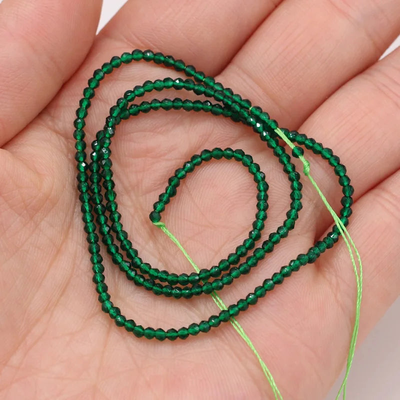 Natural Semi-Precious Spinel Beads for Jewelry Making - Dark Green, 2mm, 38cm