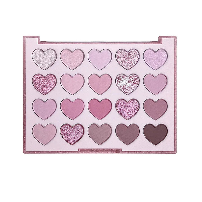20-Color Heart-Shaped Eyeshadow Palette with Matte & Shimmer Shades - Long-Lasting Eye Makeup