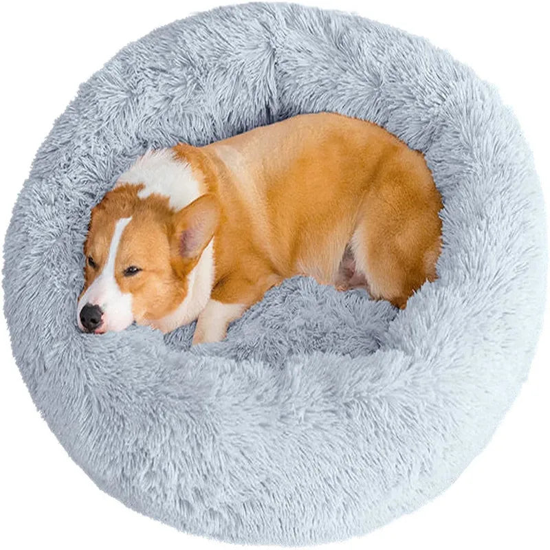 Large Round Pet Bed 40-110cm Super Soft Plush Dog & Cat Bed Winter Warm Sleeping