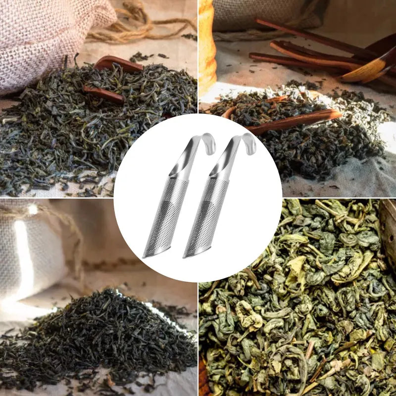 Stainless Steel Tea Infuser Filter for Loose Leaf Tea - Pipe Design, Long Handle, Reusable Brewer