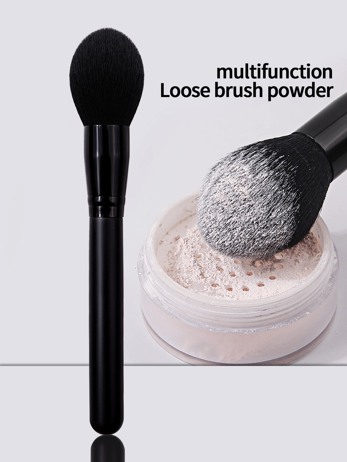 Black Makeup Brush Set - Soft Fluffy Face Powder, Blush & Highlighter Brush
