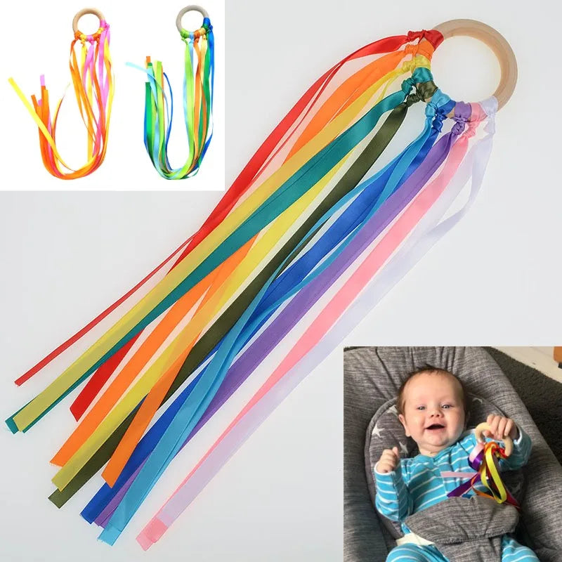 Montessori Sensory Ribbon Ring Toy BPA-Free Baby Developmental Toy for Newborns