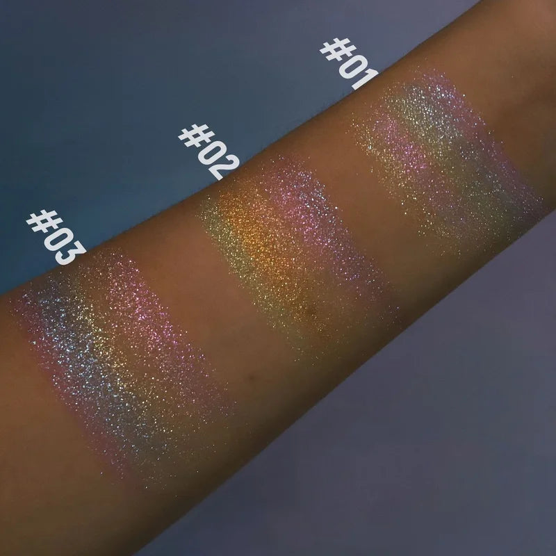 Glitter Eyeshadow Palette 3-in-1 Brightening Body & Face Highlighter Set - Multiple Colors