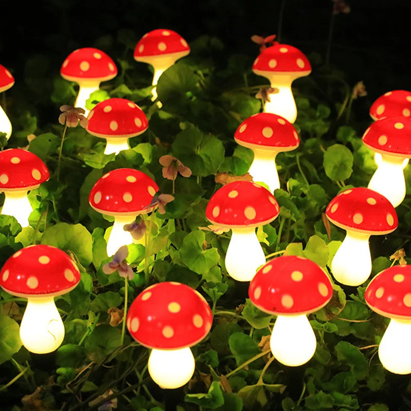 Solar Mushroom Garden Lights - Red LED Landscape Lawn Lamp for Outdoor Decor