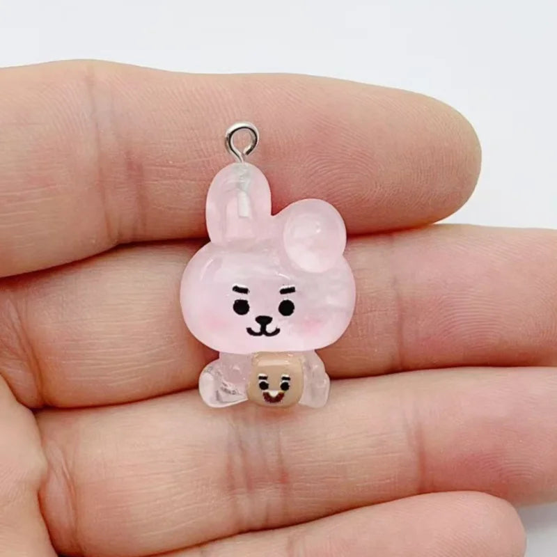 Kawaii Bunny Dog Charm Set for Jewelry Making & Crafts - 10 pcs