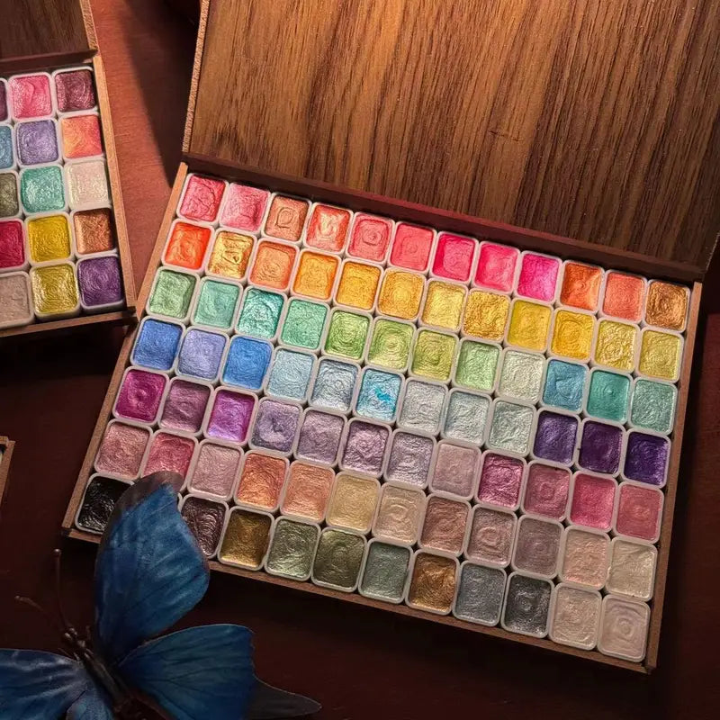Watercolor Paint Set with 120 Colors in Wooden Box - Artistic Watercolor Art Supplies